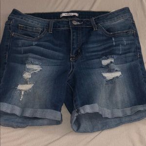 Klique B. Distressed denim shorts